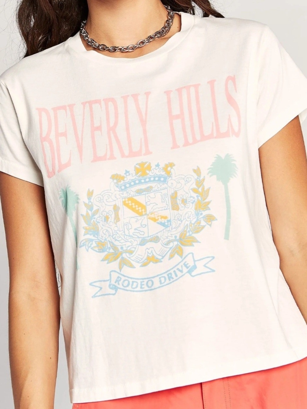 Beverly Hills Girlfriend Tee White Off/Beige  Small